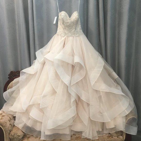 NEW Eddy K Wedding Dress, Blush Swarovski Ballgown Princess, Size 10 Reg $4999 - Picture 4 of 11